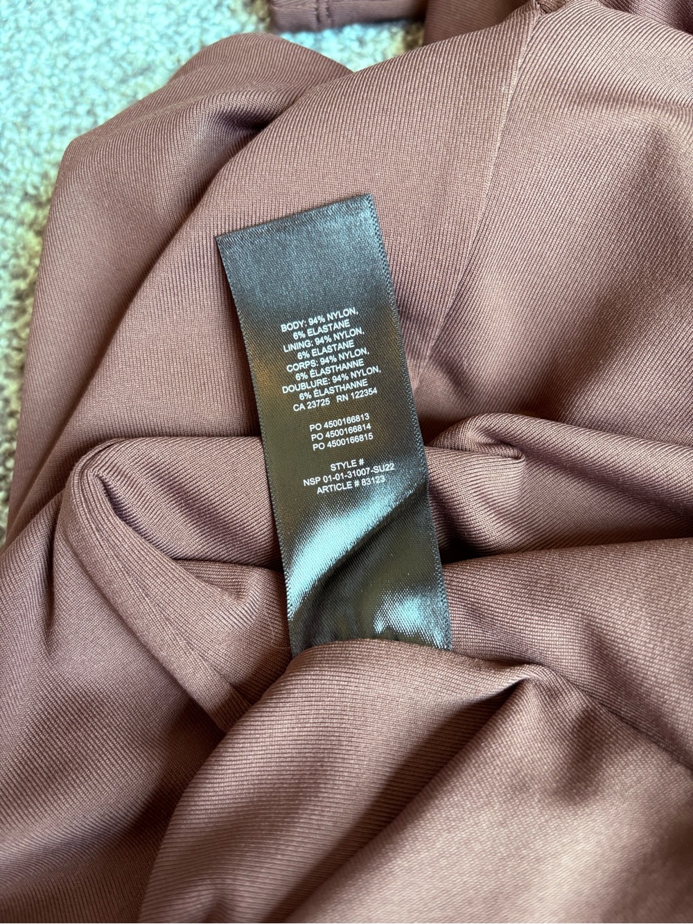 Aritzia Babaton Contour Off Shoulder Longsleeve Thong Bodysuit Chocolate Brown L - Picture 7 of 9